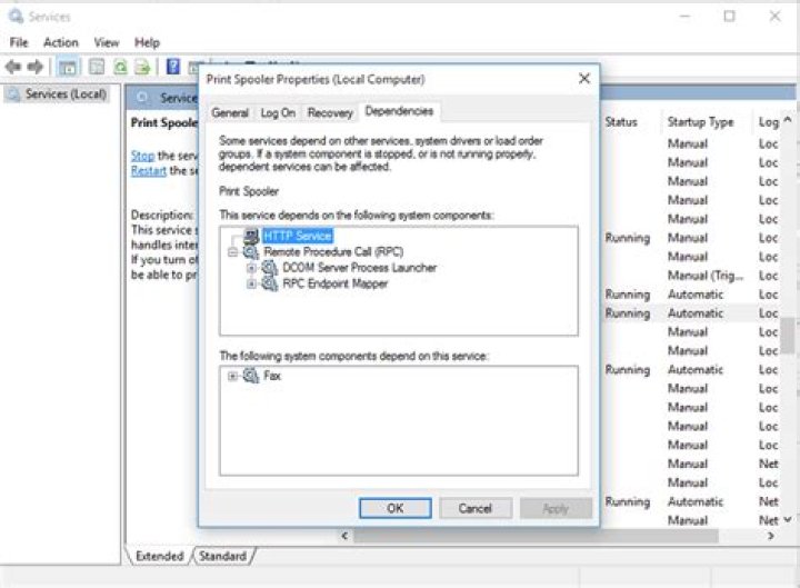 Print spooler service not working in windows