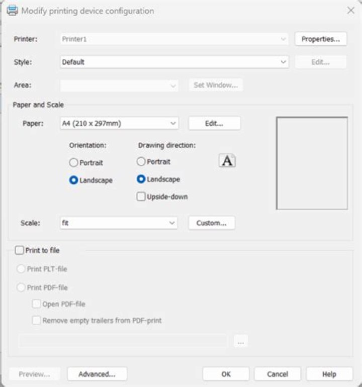print system settings