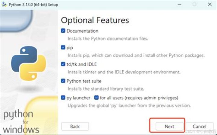 The Python installer window Python installer window pip is not recognized
