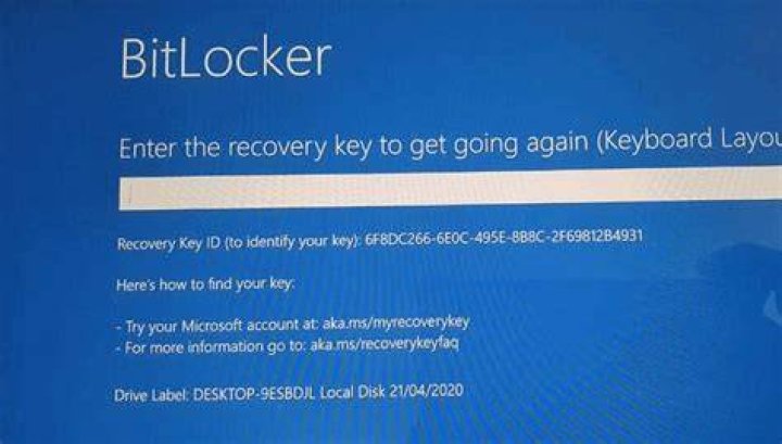 recovery key BitLocker error