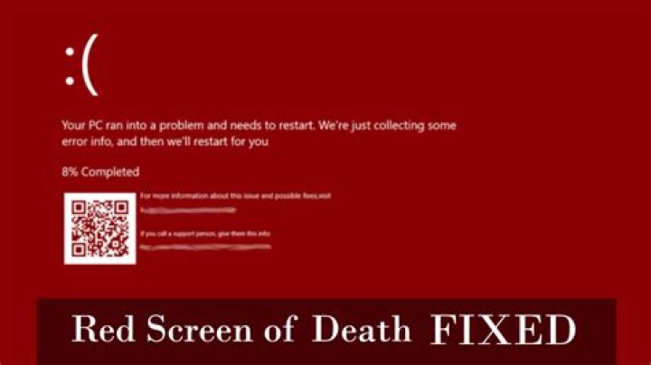 Red screen Windows 10 with cursor