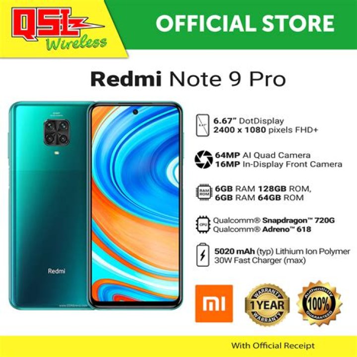 Redmi Note 9 Pro showing back in hand