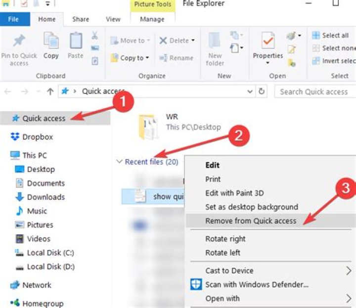 remove file quick access