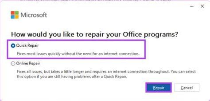 Repair Microsoft Office