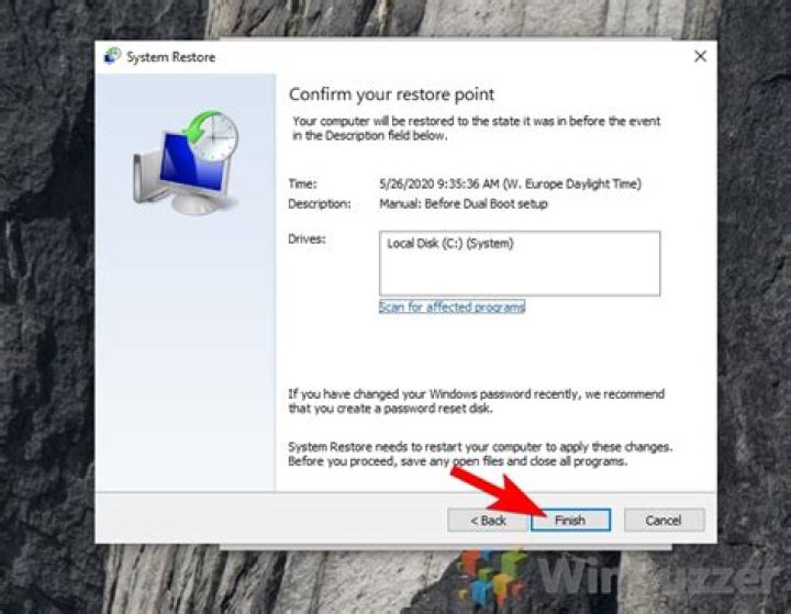 restore point windows 10