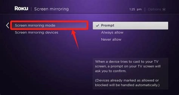 Roku Mirroring Settings