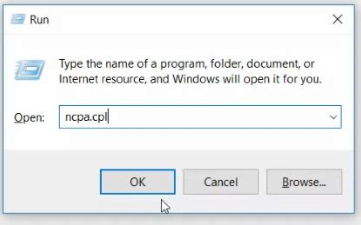 run ncpa.cpl