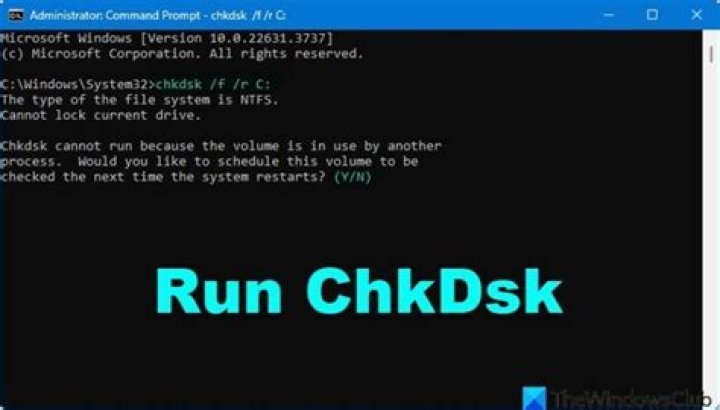 Running the CHKDSK command using the command prompt