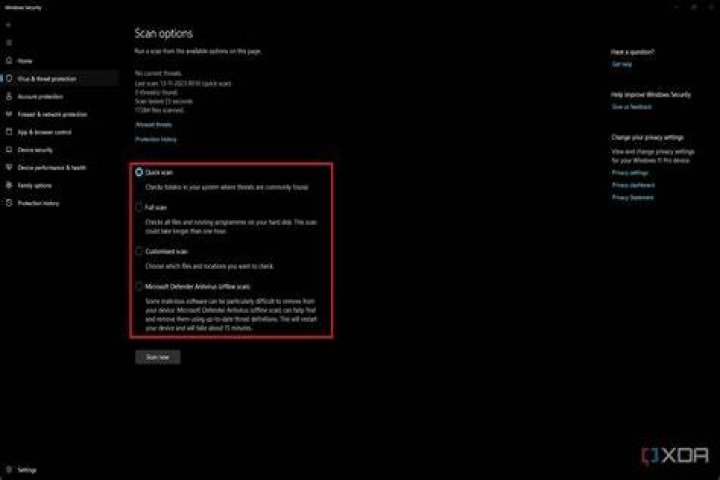 scan options