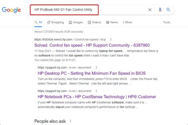 Search for fan control utility in Windows 11