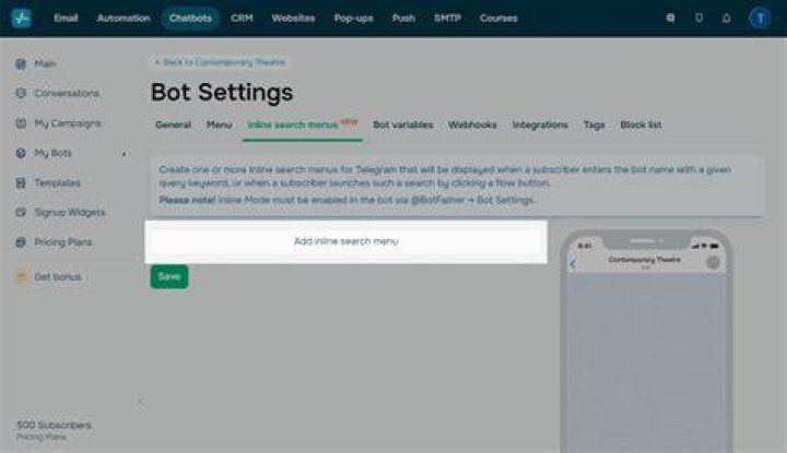 Search menu