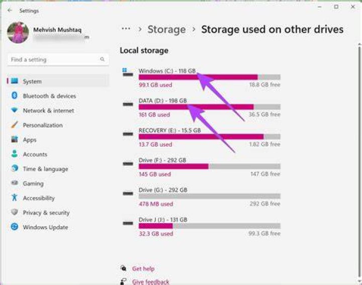 Selecting the Storage in the settings menu of PS5
