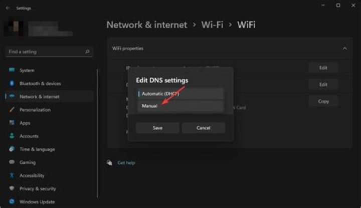 setting dns menual win11