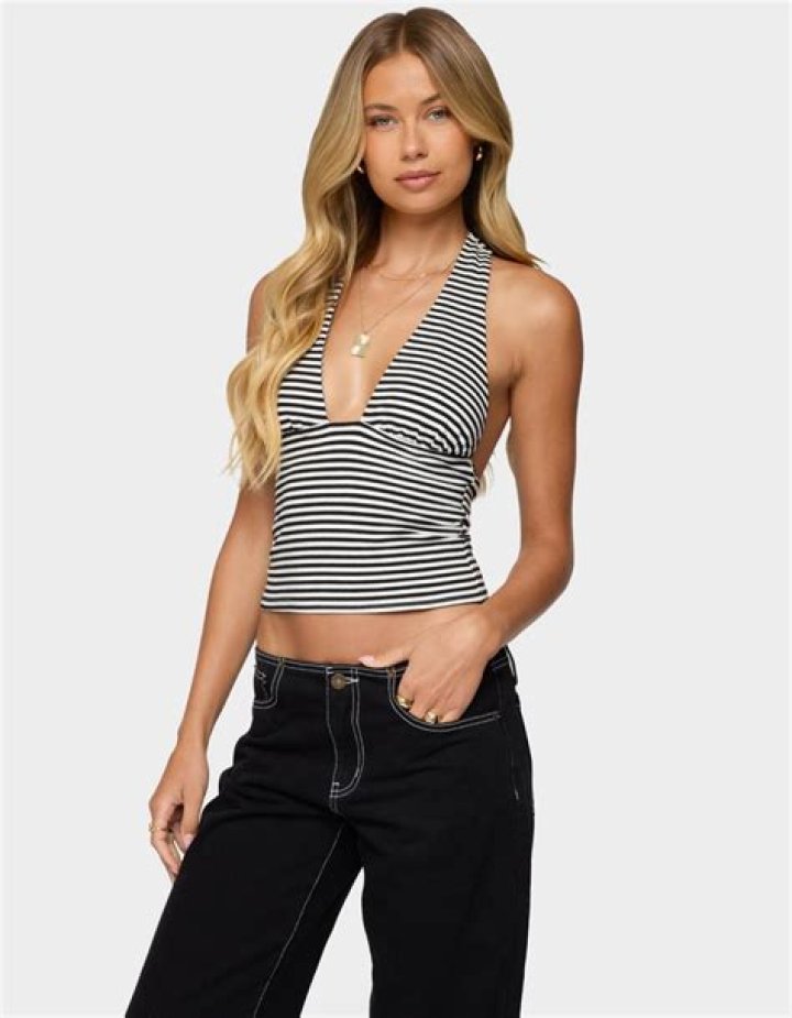 SM Striped Halter Top Black f.png