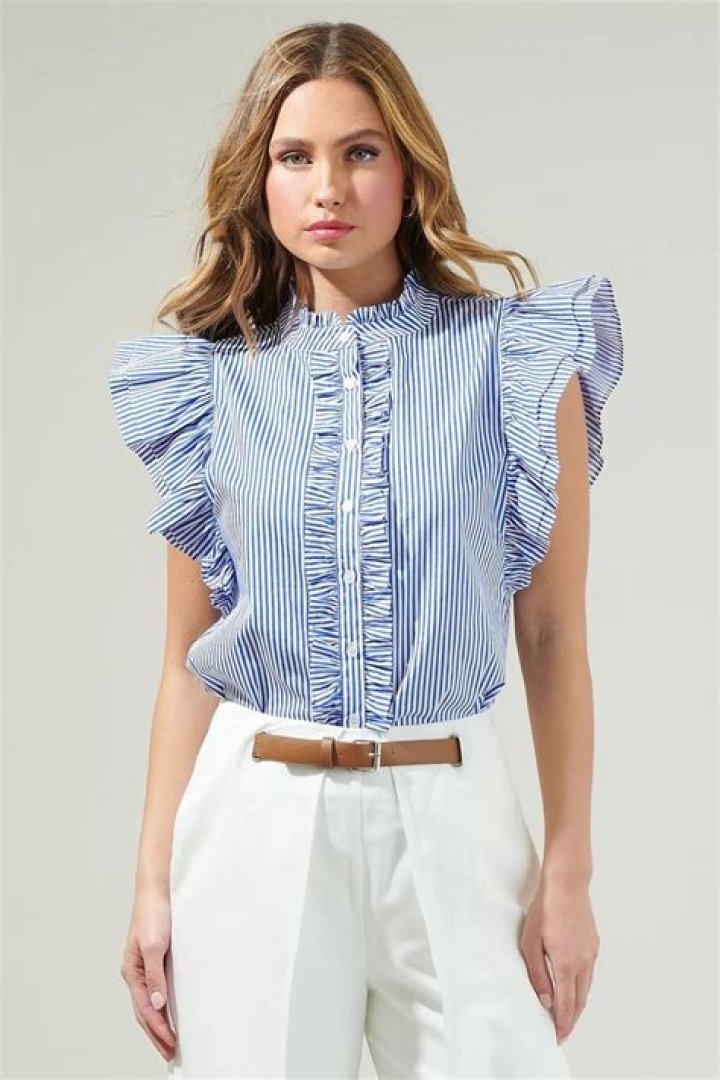 SM Striped Ruffled Blouse White f.png