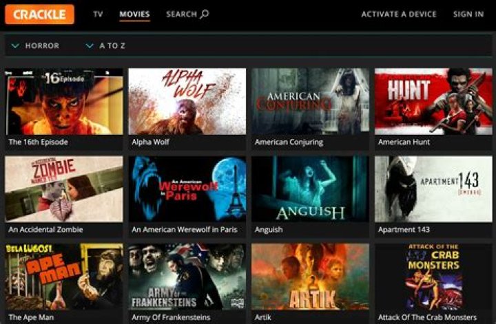 Sony Crackle home page