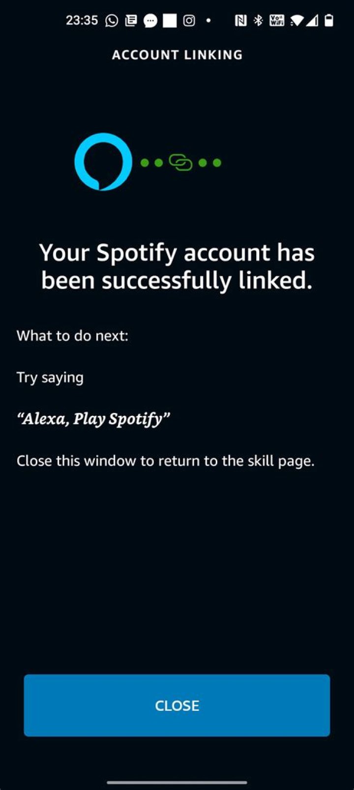 spotify skill account linked alexa