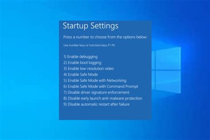 startup settings enable safe mode