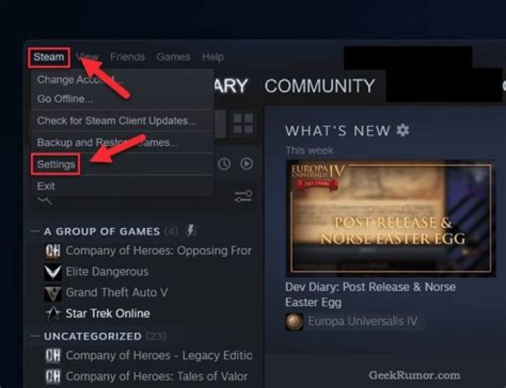 Steam settings