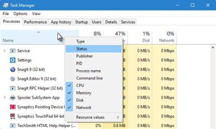 task manager processes tab