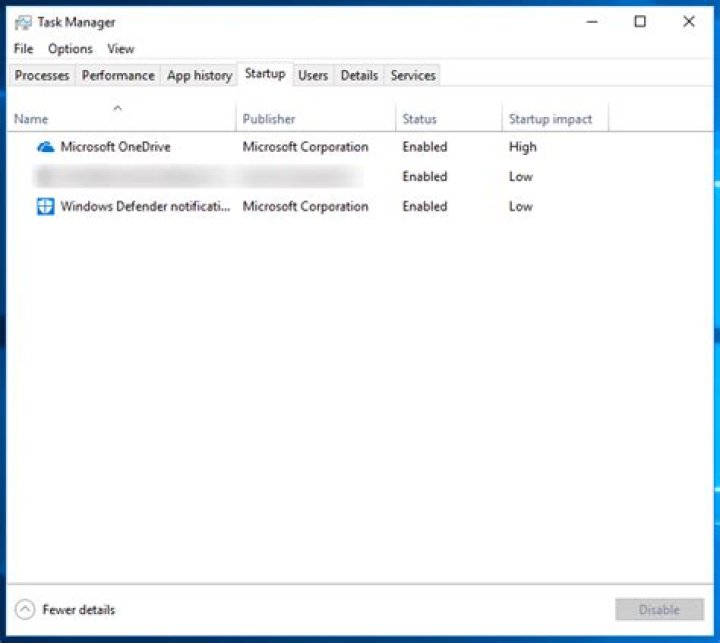 task manager startup