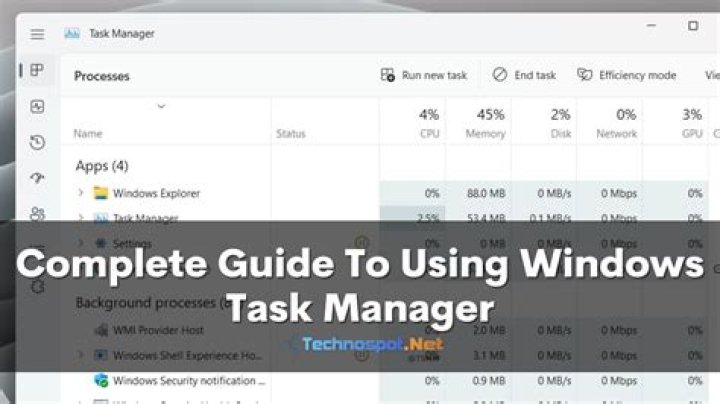 Task manager windows exporer
