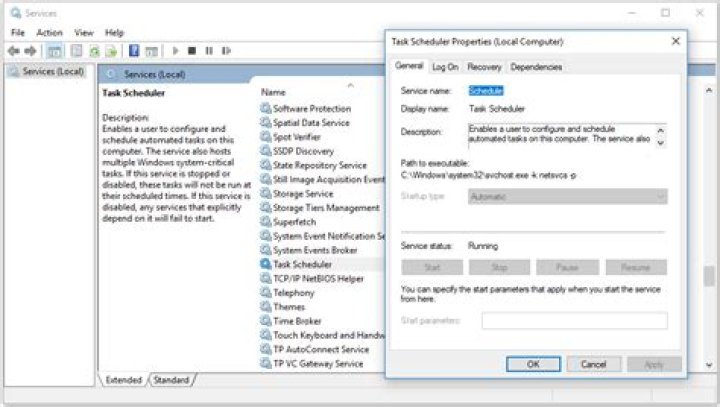 Task Scheduler Properties Task Scheduler Properties
