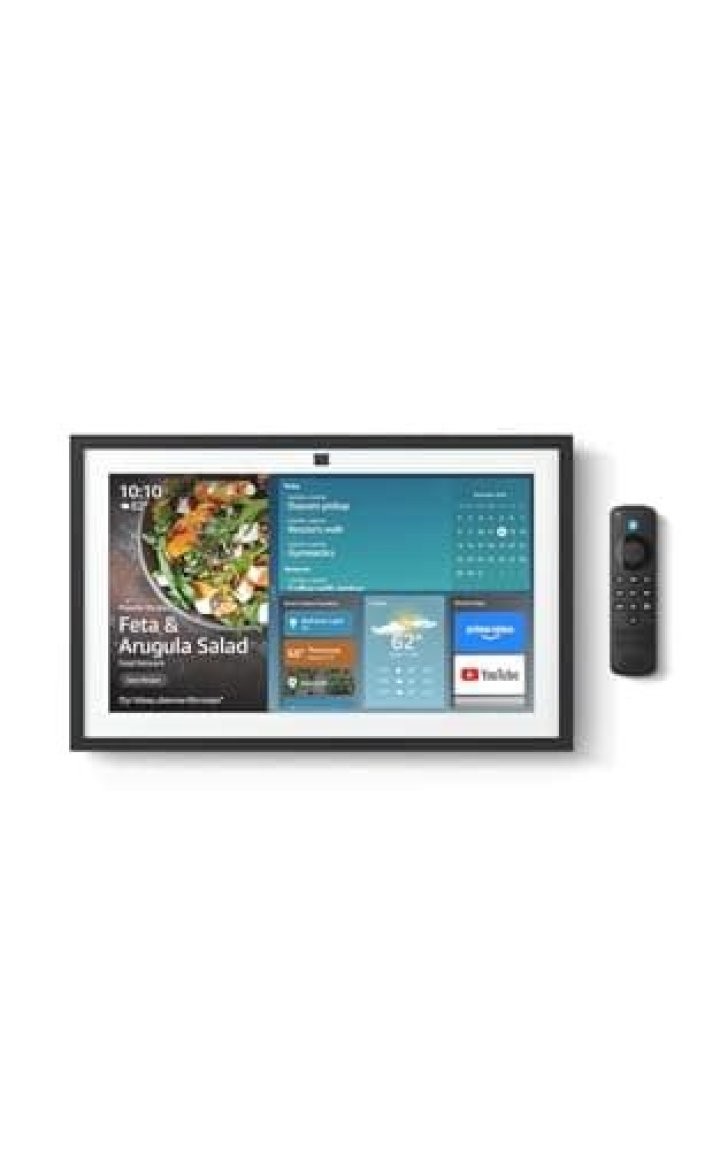 amazon echo show 15 5 The Amazon Echo Show 15 on a wall.