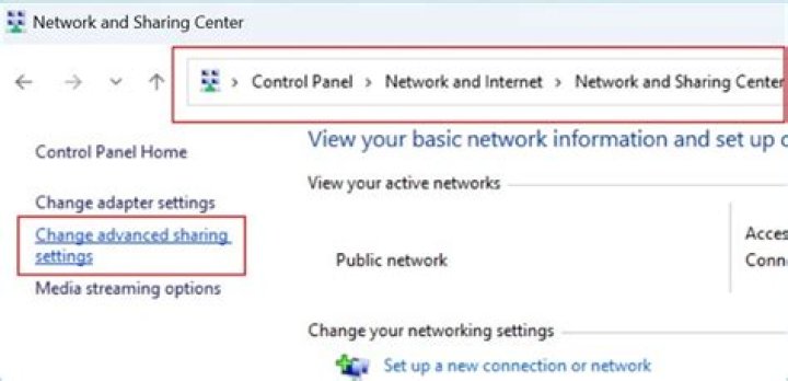 The Change advanced sharing settings option wireless printer windows 11