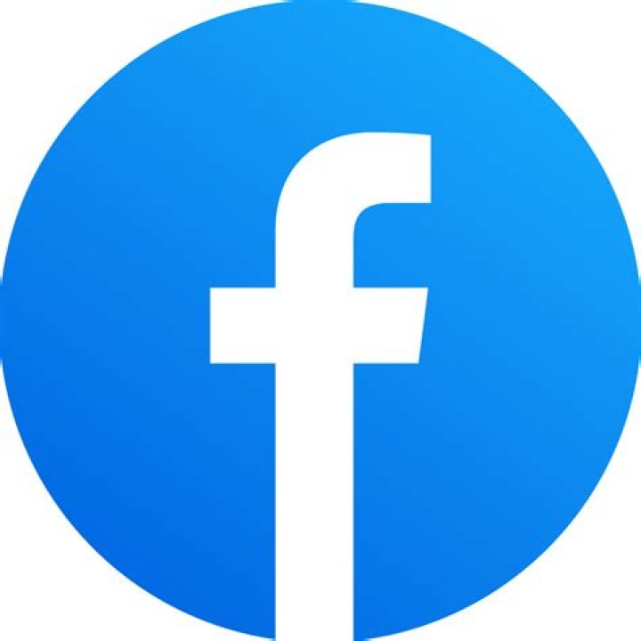 The Facebook logo on a blue background.