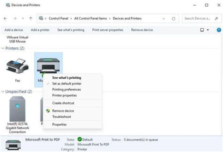 The Set as default printer option wireless printer windows 11