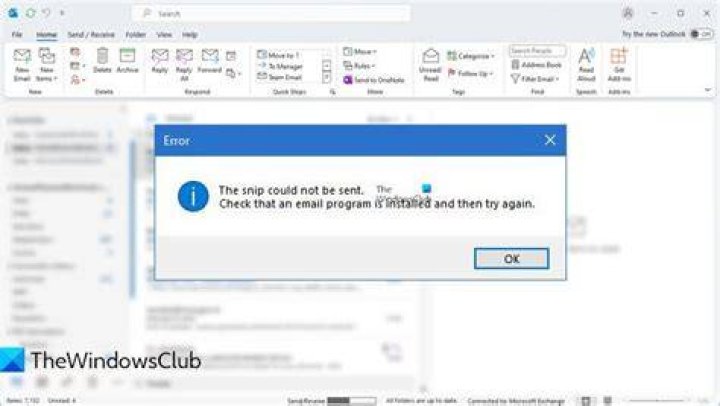 The snip could not be sent error