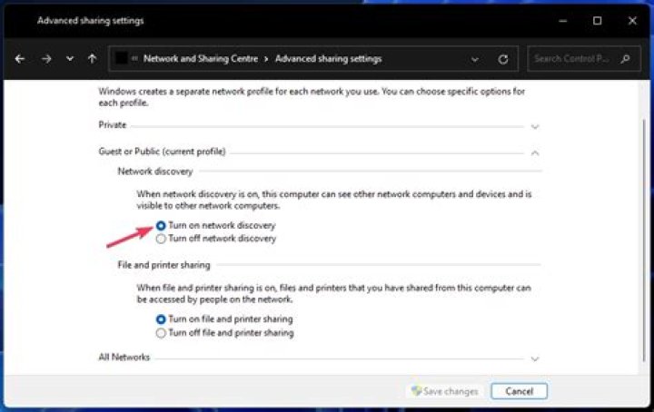 The Turn on network discovery radio button wireless printer windows 11