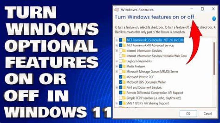 turn windows features in or off