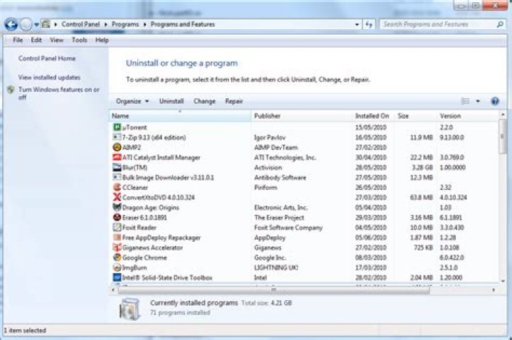 uninstall a program