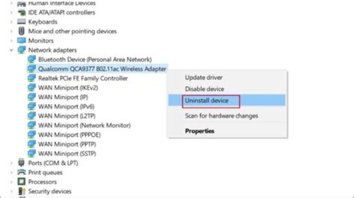 uninstall device menu uninstall device device manager
