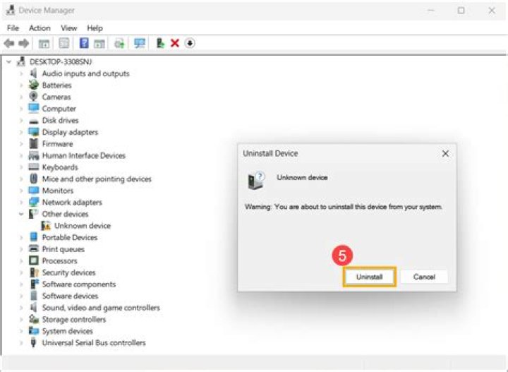 Uninstall device to fix windows 11 download stuck