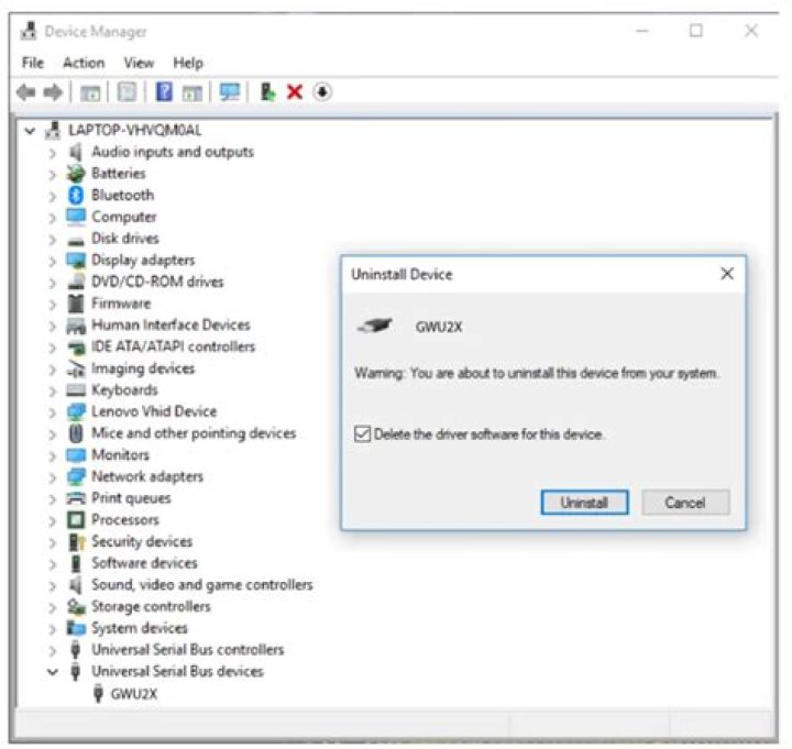 uninstall device wlanext.exe error