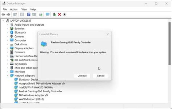 Uninstall Ethernet Driver