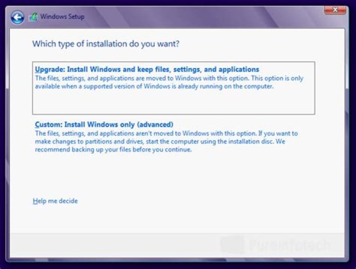 Upgrade: Install Windows and keep files, settings, and applications
