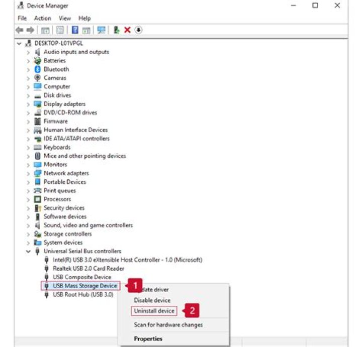 uninstall device confirmation USB mass storage device uninstall usb mass storage has a driver problem