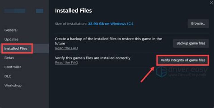 Verifying the game files of Evil Dead