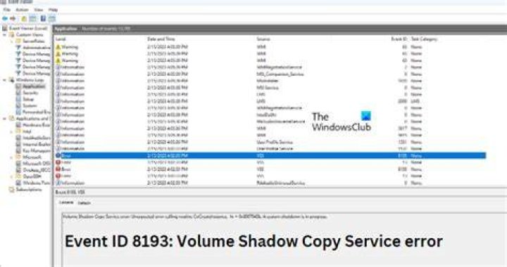 Volume Shadow Copy Service error