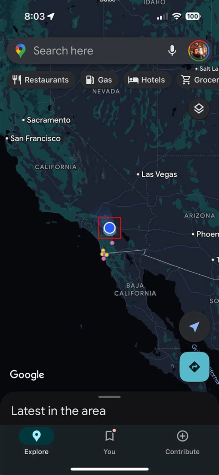 Where am I right now on Google Maps?