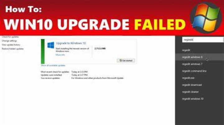 Windows 10 upgrade failed