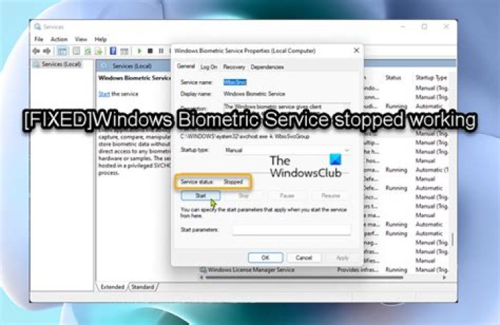 Windows biometric service stopped working