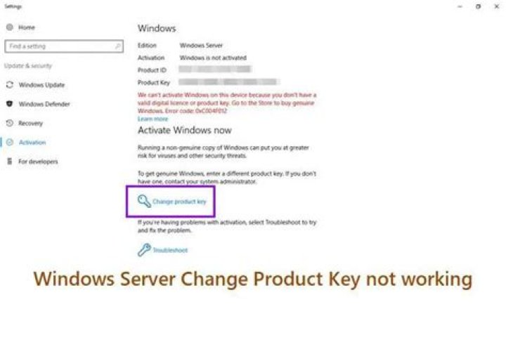 Windows Server Change product key does not work