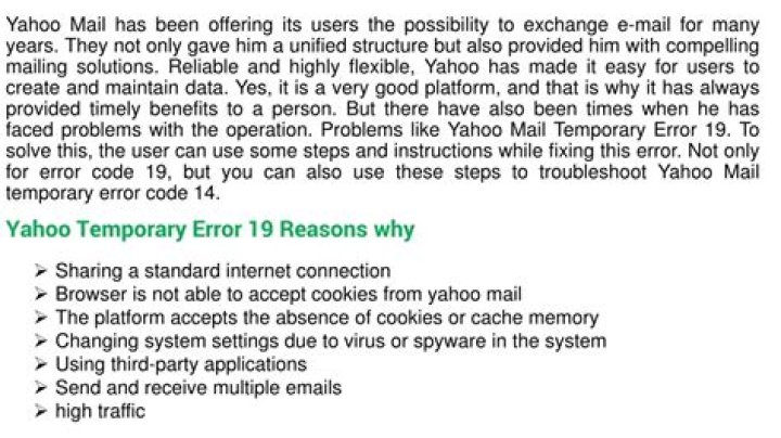 yahoo temporary error: 19