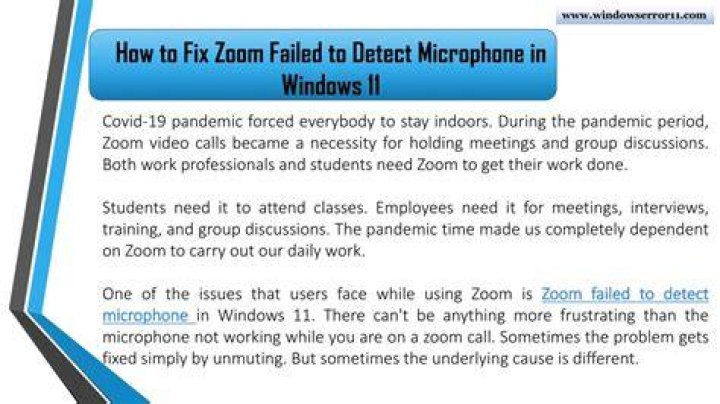Zoom failed to detect microphone in Windows 11